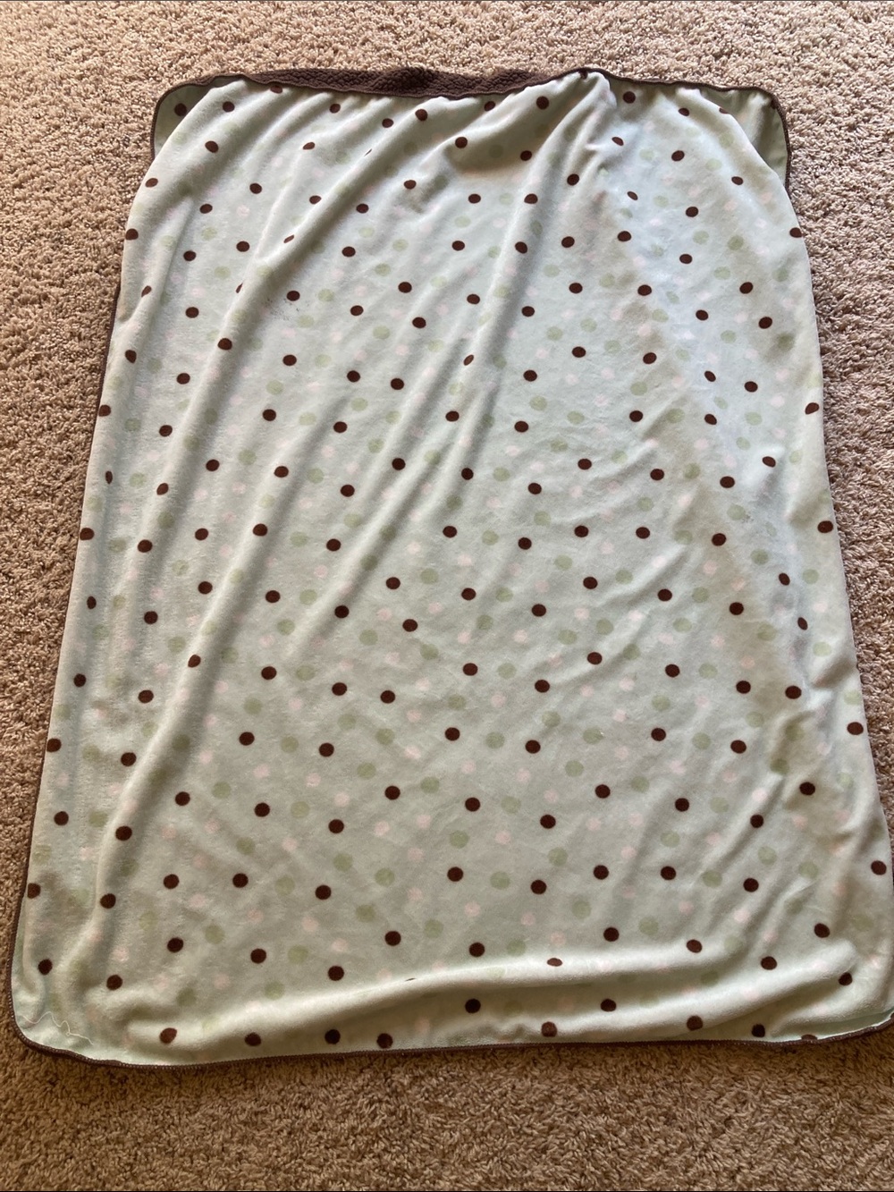 Source Unknown Mint Green and Brown Polka Dot Throw Blanket